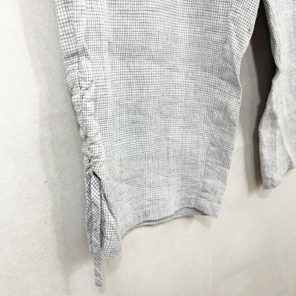 Habitat Linen Pull On Pants White Black Grid Print Drawstring Hem - Size Medium - Picture 3 of 8